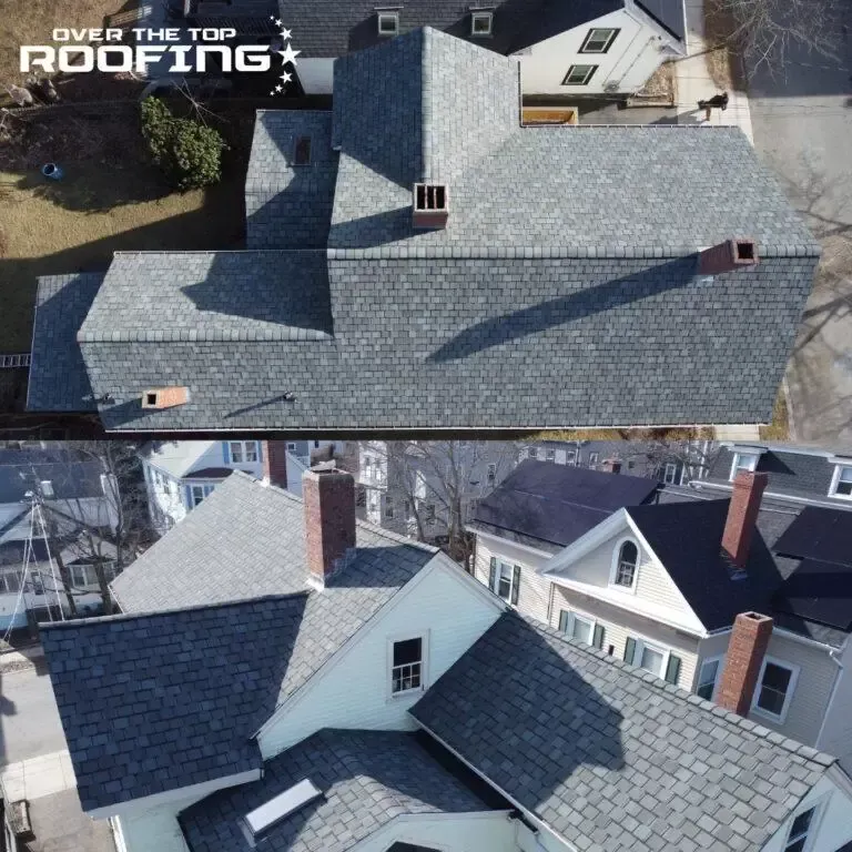 Person cleaning gutters to maintain roof health, showing tools and debris removal techniques